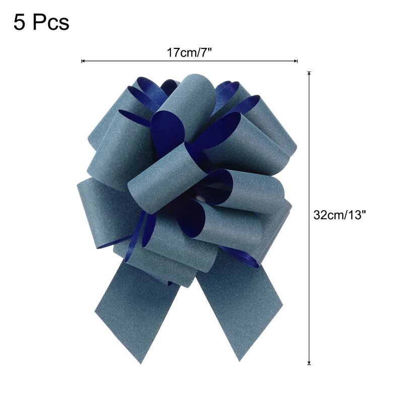 5pcs 7 Inch Large Pull Bow Gift Wrapping Big Pull Bows Ribbon - Light Blue - 7 Inch