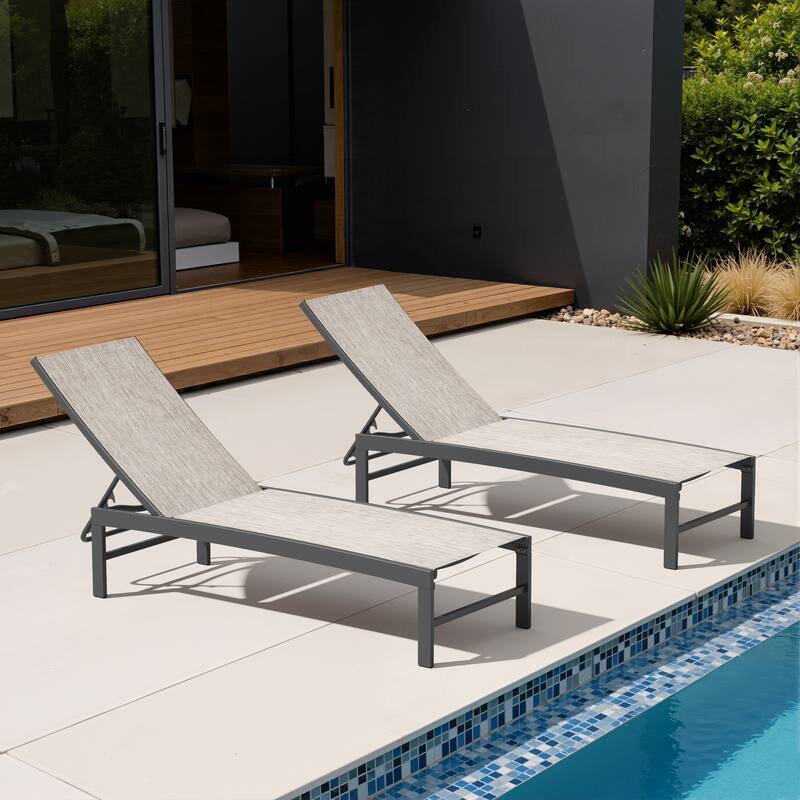 Crestlive Products Outdoor Patio All-Weather Adjustable Chaise Lounge Chairs