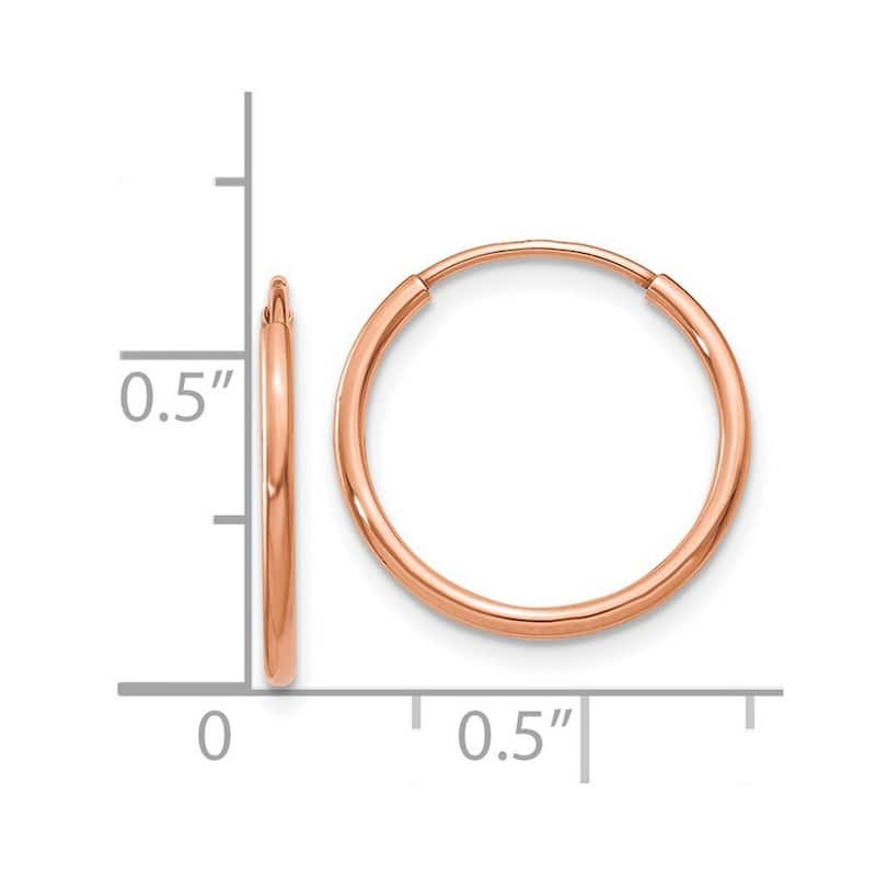 Curata 14k Rose Gold Polished Endless Hoop Earrings - 15.9x16.5mm