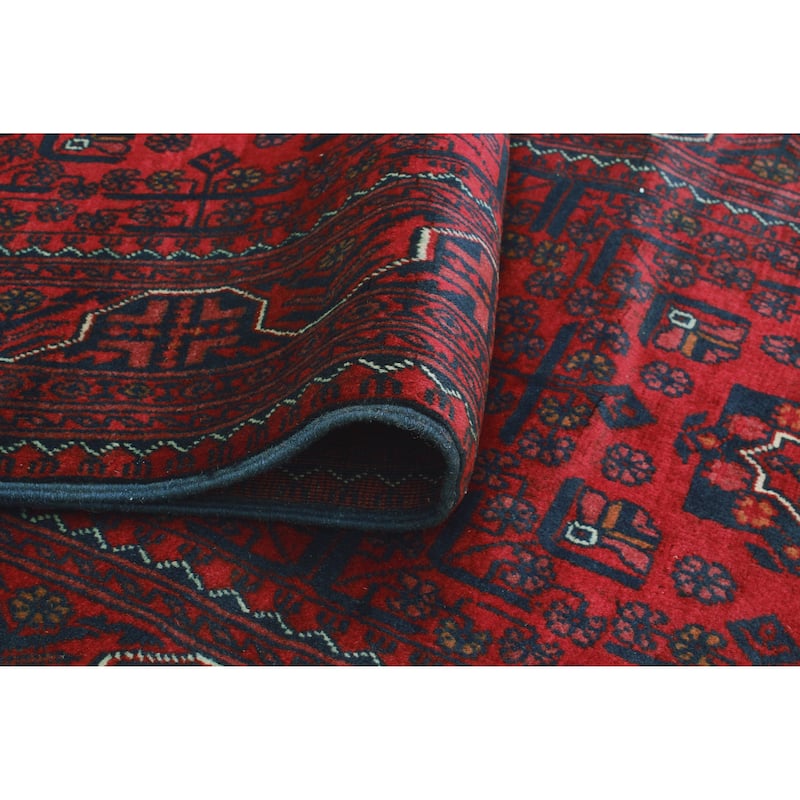 Khamyab Mawiyah Red/Navy Runner - 2'7" x 12'8"