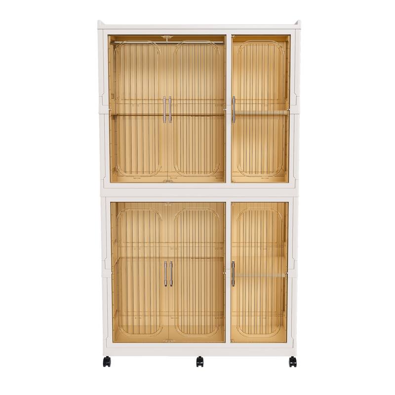 Portable Wardrobe Closet Organizer,Clothes Dresser,6 Magnetic Doors-6 Cubes&2 Hanging Rod,6 pcs hangers,Baby Wardrobe Cabinet