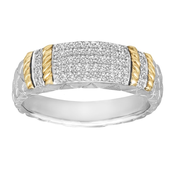 1/5 ct Diamond Cable Ring in Sterling Silver and 14K Gold