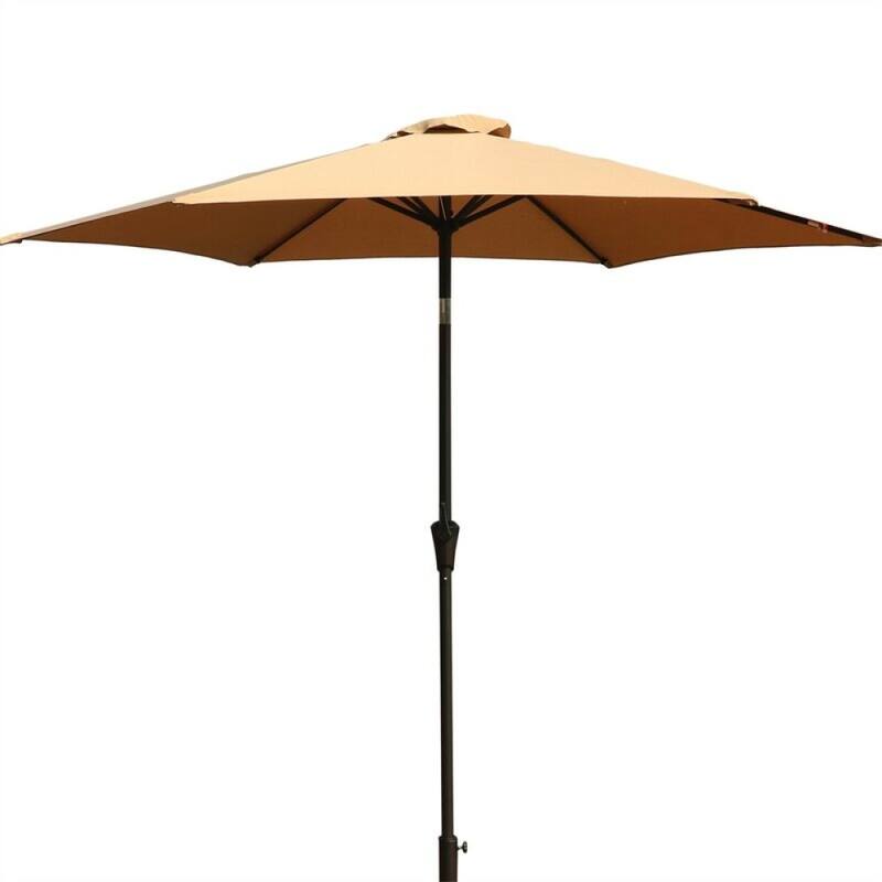 8.8ft Patio Aluminum Market Umbrella with Base Push Button Tilt Taupe