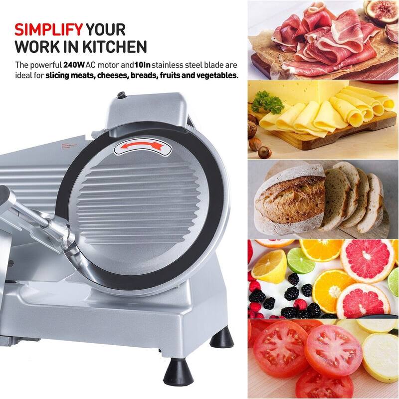 Meat Slicer Machine10 inch Commercial Meat Slicer 240W Semi-Auto Foody Slicer - 10 inch Slicer