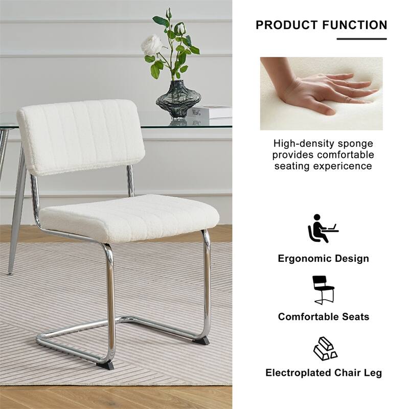 Modern Simple Light Luxury Dining Chair with Metal Leg(set of 2)