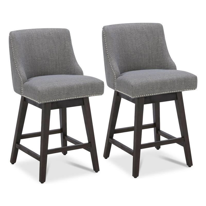 Spruce & Spring Oliver Counter Height Swivel Barstool Set - Set of 2 - Fog Grey - Bar Height