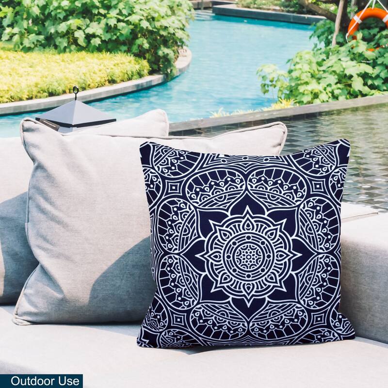 Decorative Indoor/Outdoor Weatherproof Lumbar Throw Pillows with Inserts (Set of 2) -12x20 - 18x18 Inches