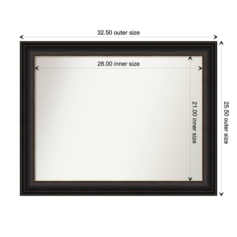 Trio Oil Rubbed Bronze Framed Non-Beveled Custom Wall Mirror, Bathroom Vanity Mirror - Outer Size: 32.5 x 25.5