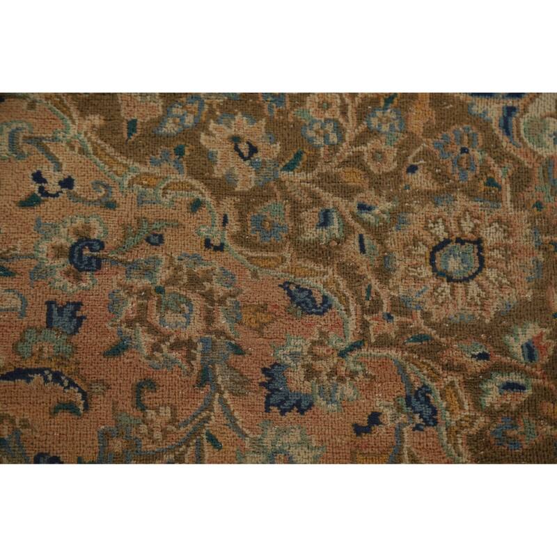 Hand Knotted Oriental 100% Wool Carpet Traditional Floral Oranges & Rust Mashad Area Rug - 12' 6'' X 9' 5''