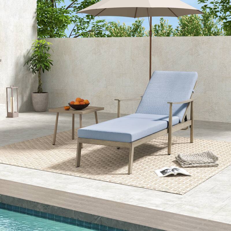 2-Piece Aluminum Patio Chaise Lounge with Side Table and Cushions