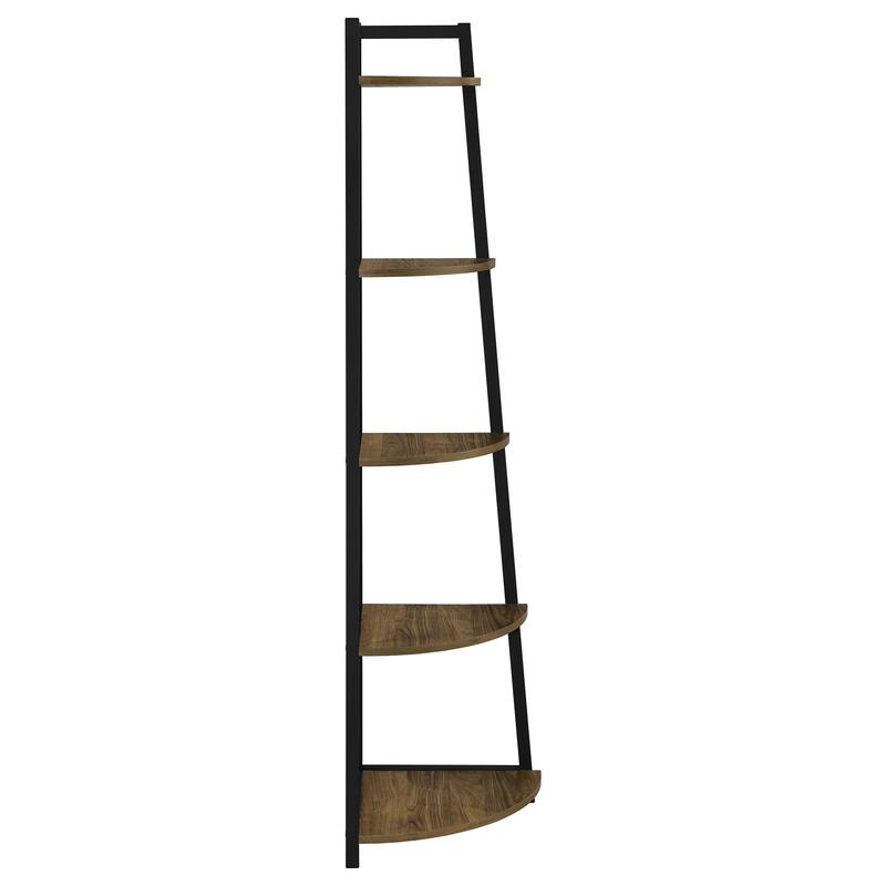Jacksonville 63-inch 5-shelf Bookshelf Black and Aged Walnut - 15.50" x 15.50" x 63.00"