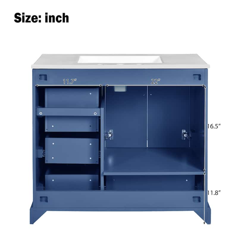 Bathroom Vanity with Resin Sink, Bathroom Vanity Set with 4 Drawers, Bathroom Storage Cabinet with 2 Soft Close Doors