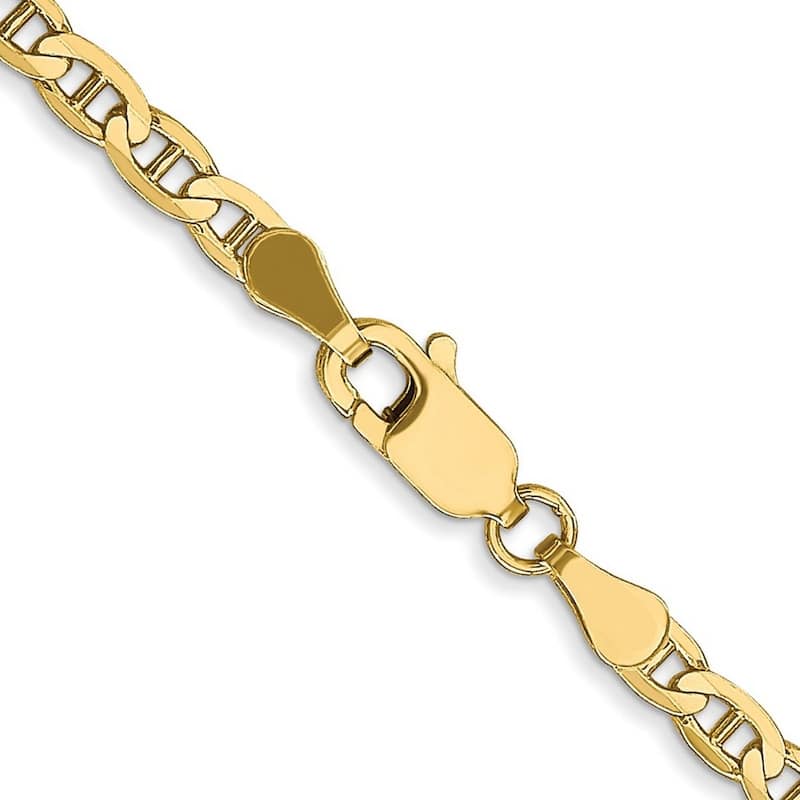 Curata 10k Lobster Claw Closure 3mm Concave Nautical Ship Mariner Anchor Chain Bracelet