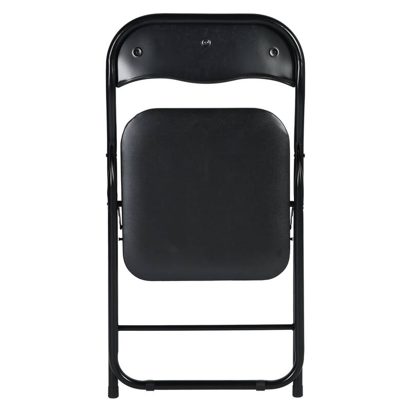 Homy Casa Set Black Folding Dining Chairs, Metal Frame PVC Seat