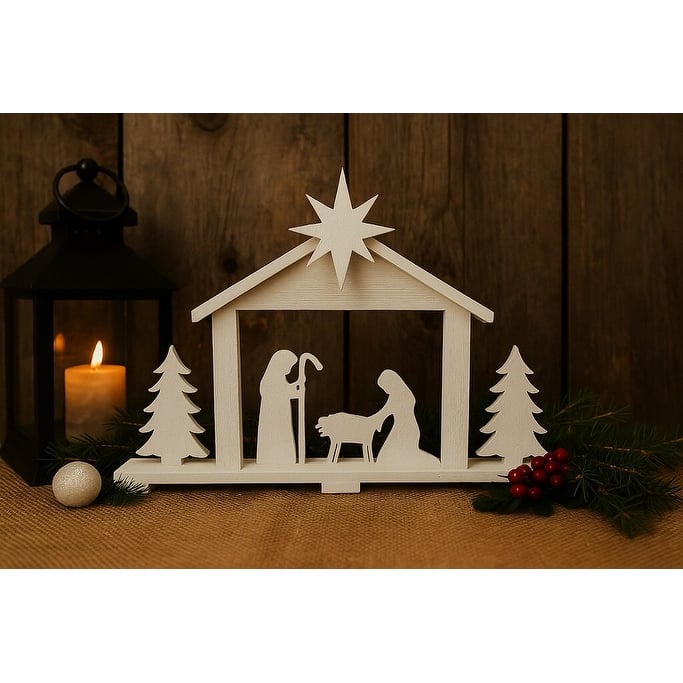 Handmade Wooden Amish Nativity Set