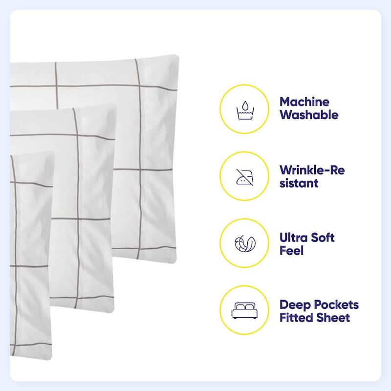 6 Piece Loft Collection Modern Classic Pinstripe Bed Sheet Sets