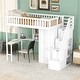 preview thumbnail 2 of 7, Twin Size Loft Bed Stairs Storage Bed with Bookshelf and Drawers, Desk & Wardrobe