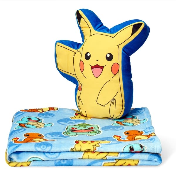 slide 2 of 6, Pokemon Hugger Pillow and Silk Touch Throw Blanket Set 50" x 60" - Pikachu Cute
