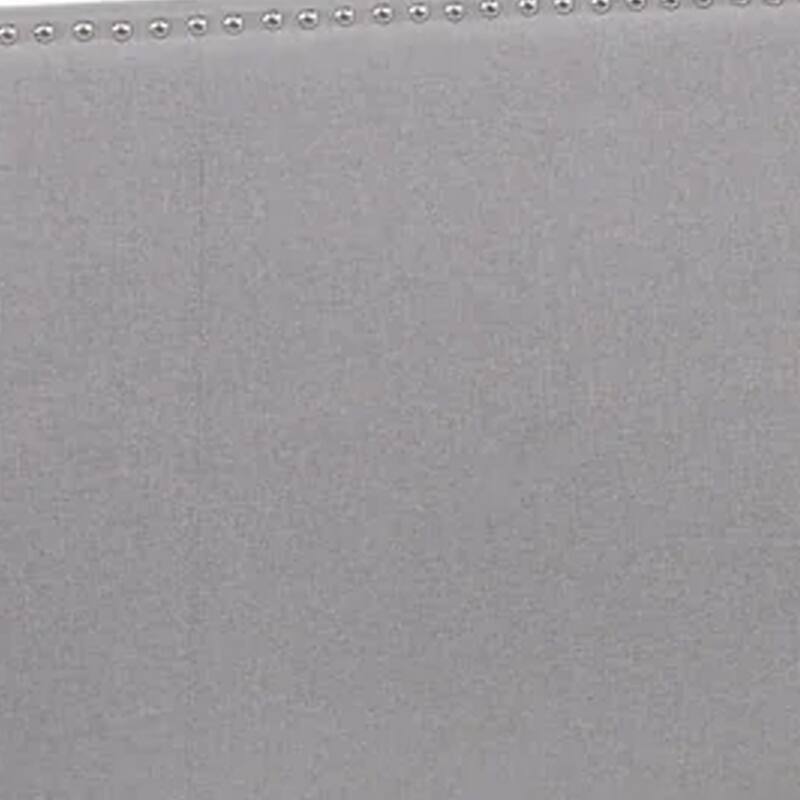 Shirin Twin Size Bed, Wood, Nailhead Trim, Upholstered Headboard, Gray