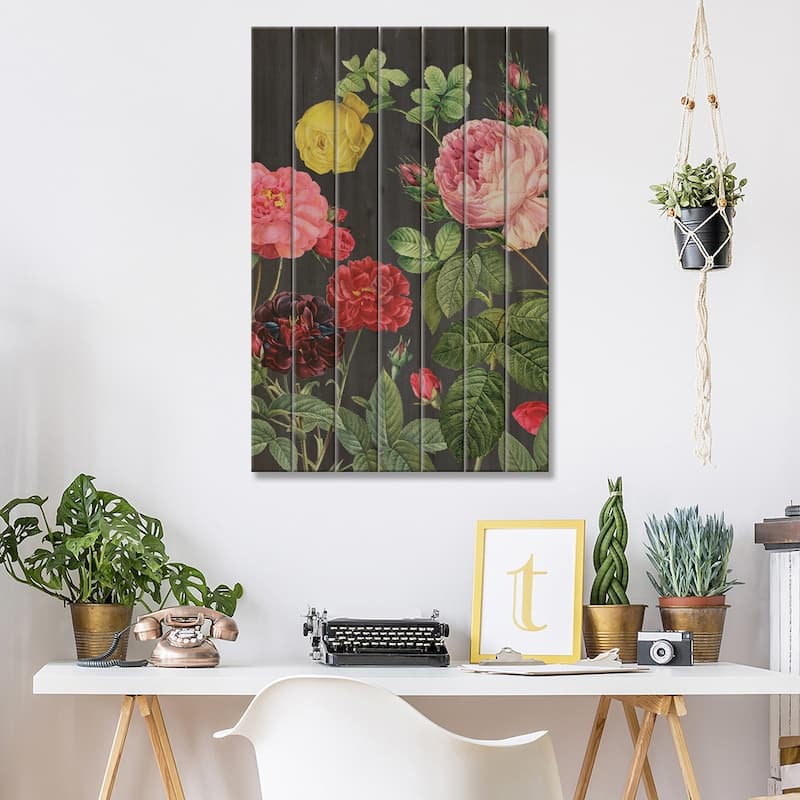 Redoute's Bouquet II Print On Wood by Pierre-Joseph Redouté - Multi-Color
