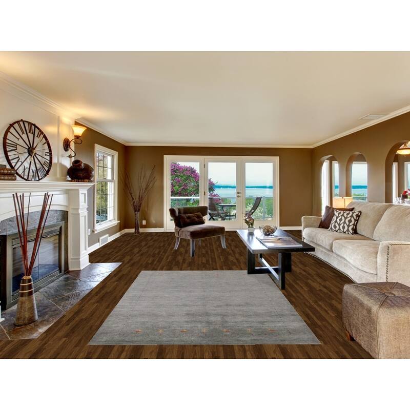 Hand Knotted Oriental 100% Wool Carpet Tribal Animal Pictorial Greys & Charcoal Gabbeh Area Rug - 7' 9'' X 5' 4''