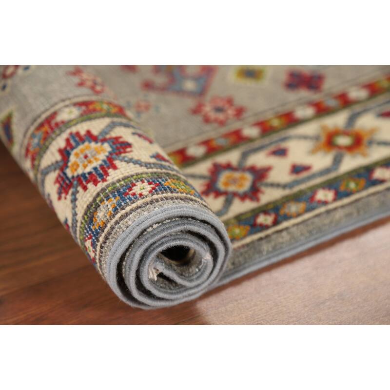 Grey Kazak Foyer Rug Handmade Wool Carpet - 2'6" x 4'1"