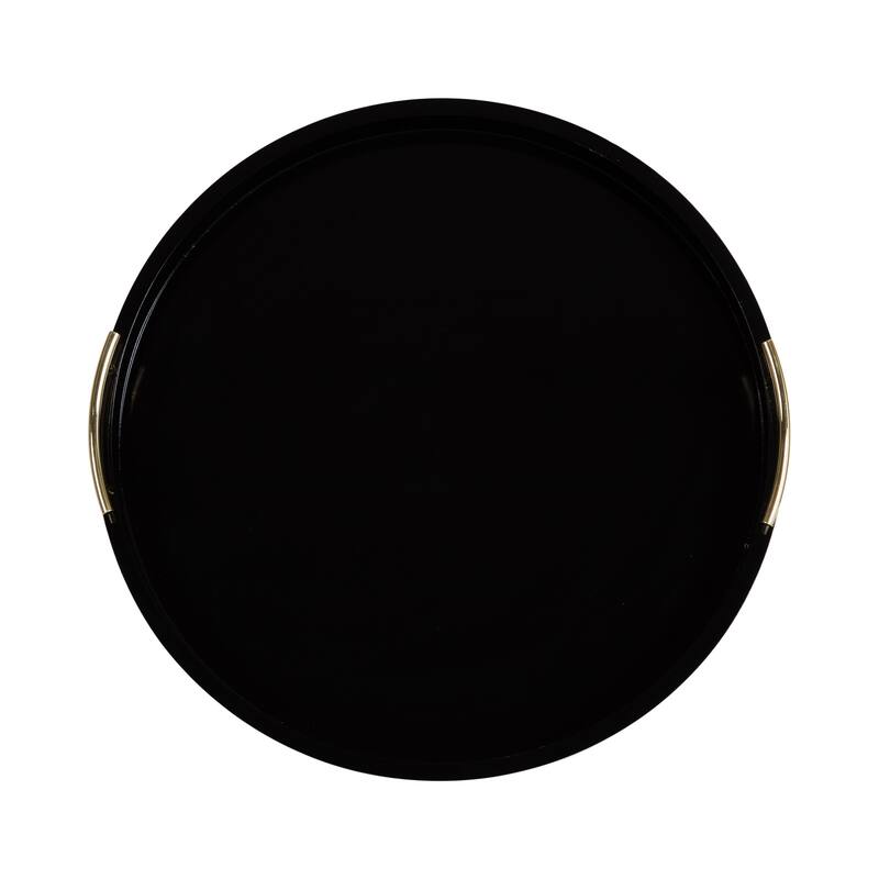 Kate and Laurel Lipton Round Decorative Tray with Metal Handles