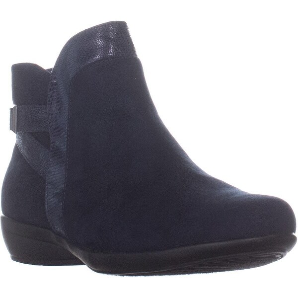 navy flat ankle boots