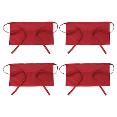 Waist Apron, 4 Pack Waitress Short Apron with 3 Pockets - 30 x 60cm