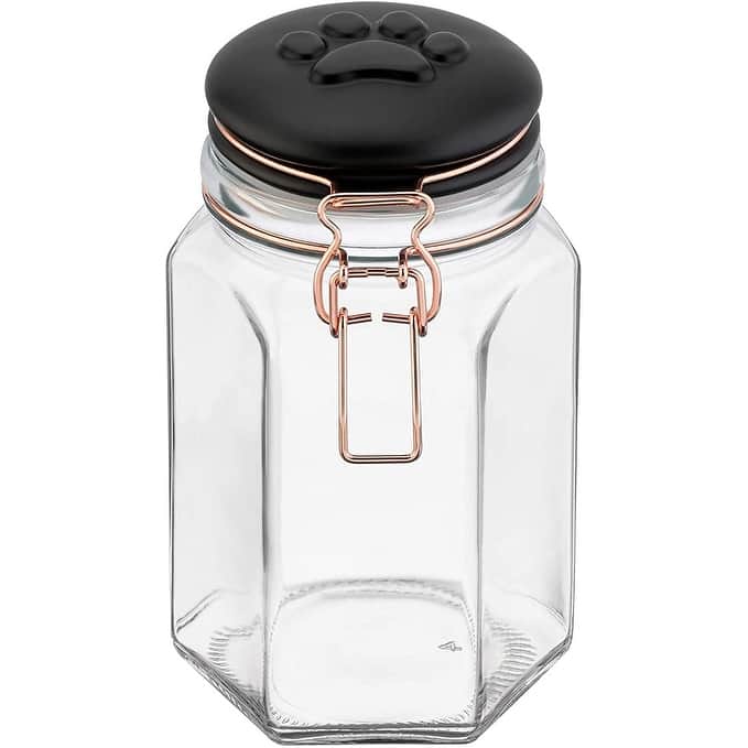 Amici Pet Bernese Clear with Black Lid Treats Canister - 40 oz - 40 oz