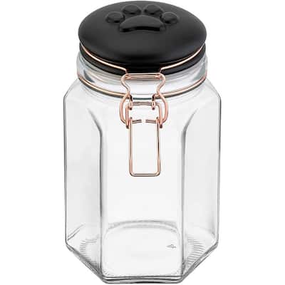 Amici Pet Bernese Clear with Black Lid Treats Canister - 40 oz