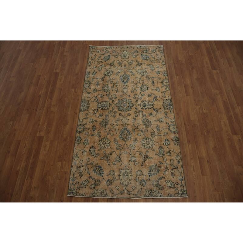 Hand Knotted Oriental 100% Wool Carpet Transitional Floral Oranges & Rust Anatolian Area Rug - 7' 2'' X 3' 8''