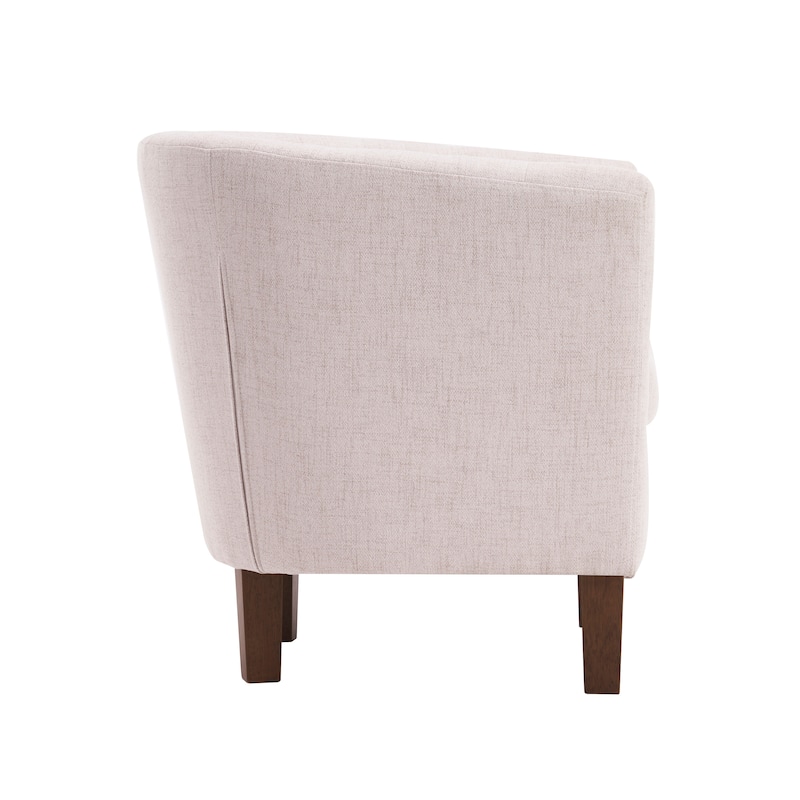 Porthos Home Kady Fabric Barrel Accent Chair with Rubberwood Legs
