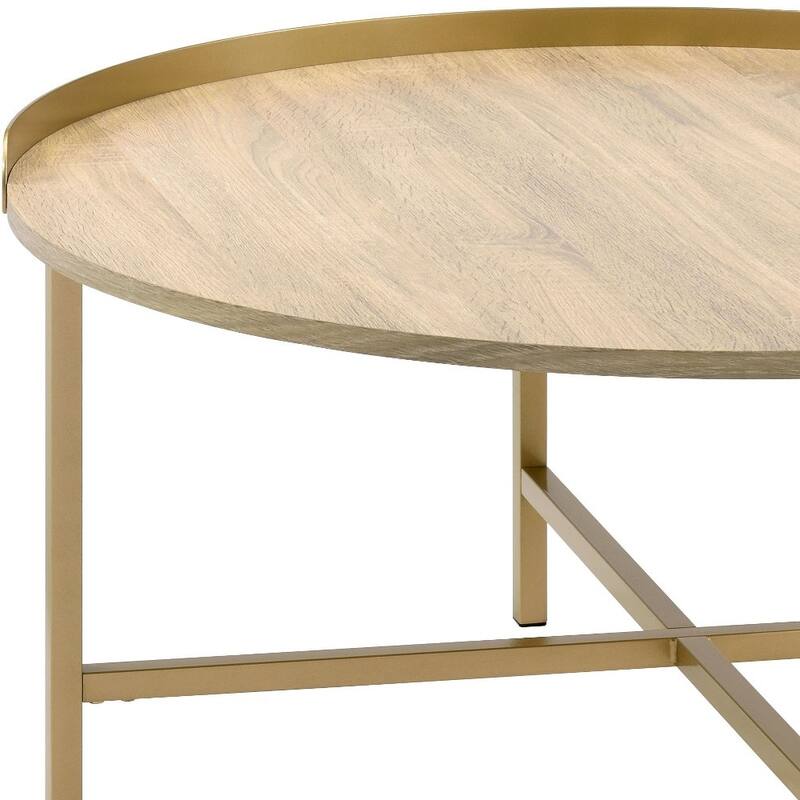 34" Round Coffee Table with Removable Tray Top and Metal Base - 34” x 34” x 18”