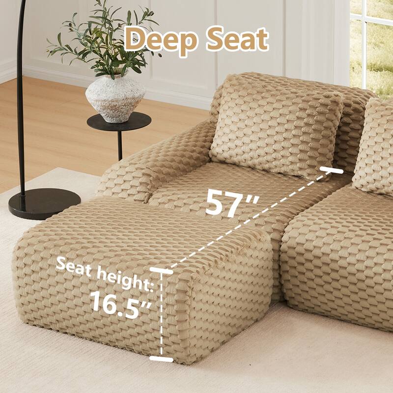 L-Shaped Modular Sectional Sofa for Living Room, Modern Upholstered Sofa Oversized Boneless Deep Seat Couch with Movable Ottoman