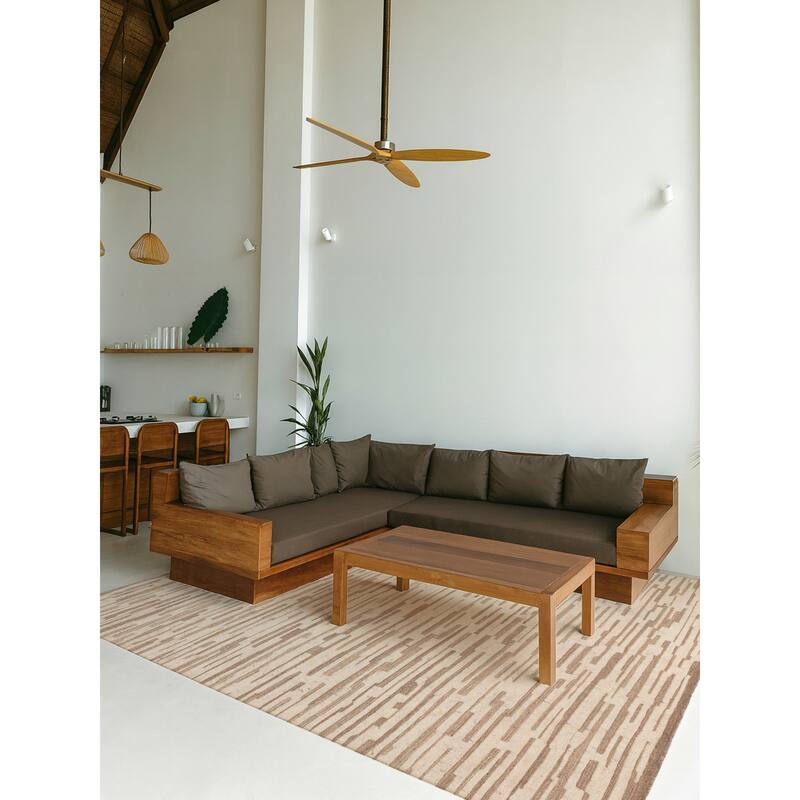 ECARPETGALLERY Hand-knotted Looma Cream, Taupe Wool Rug - 8'0 x 10'0