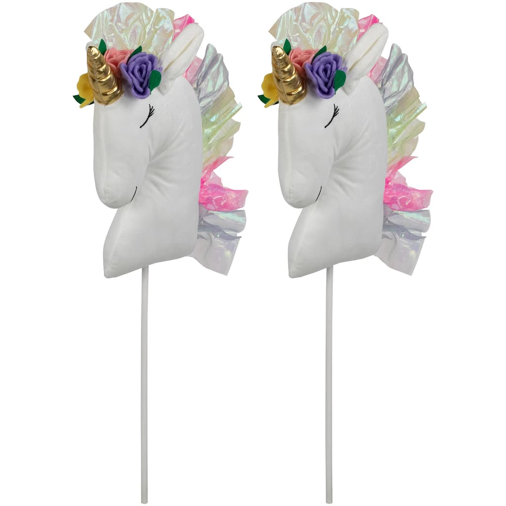 Plush Rainbow Unicorn Christmas Picks - 24" - Set of 2
