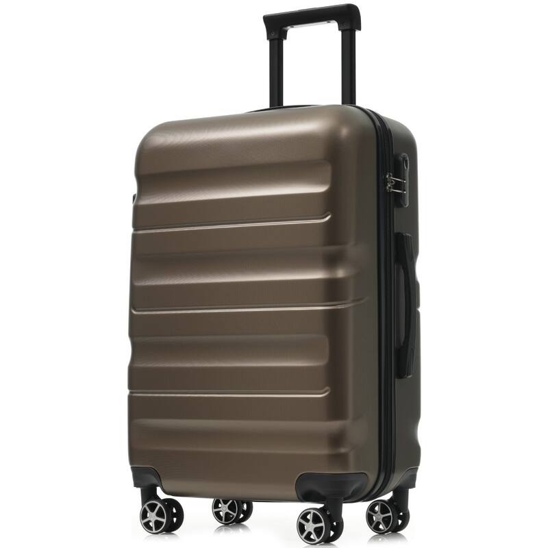 Hardshell ABS Luggage Set, 24-Inch Checked Suitcase with Spinner Wheels, Lightweight Travel Luggage with 2 Packing Cubes