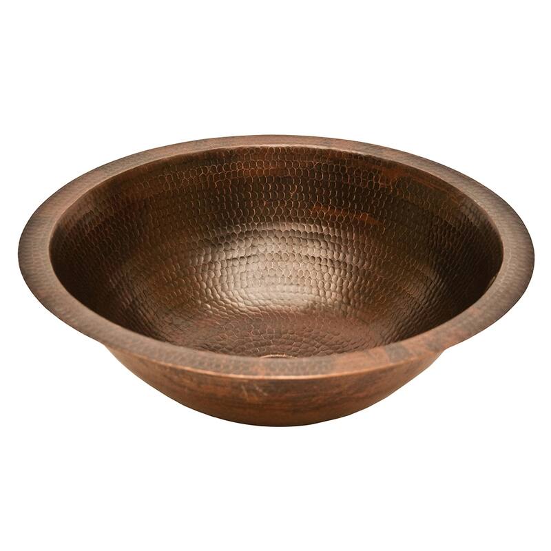 17-in Round Under Counter Hammered Copper Bathroom Sink (LR17FDB)
