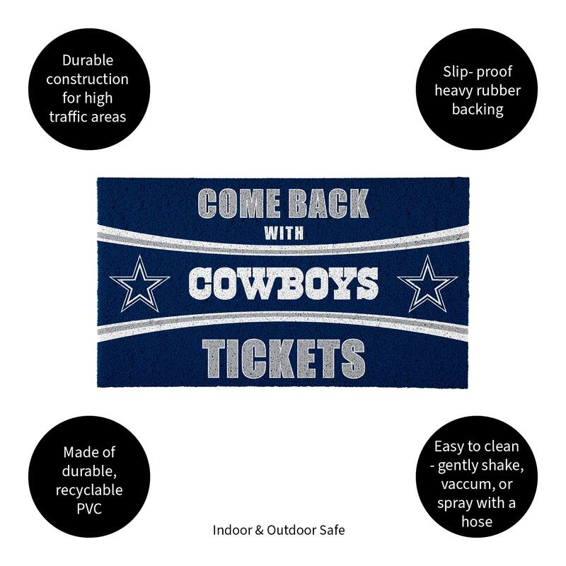 Dallas Cowboys 28 in. x 16 in. PVC "Come Back With Tickets" Trapper Door Mat