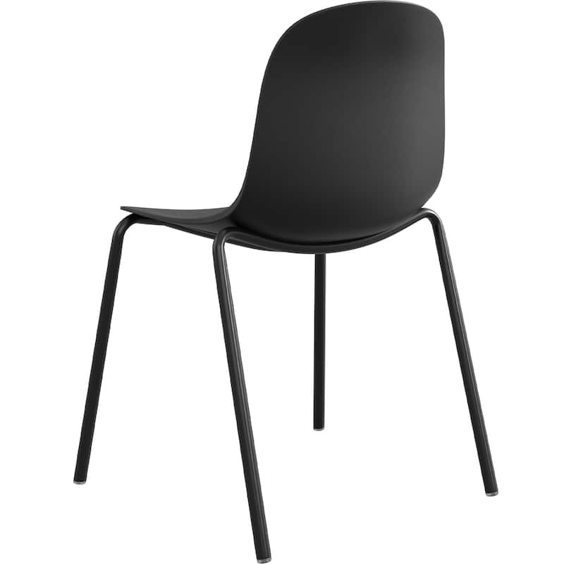 Modern Plastic Stackable Dining Chair Set of 4 with Metal Legs for Indoor or Outdoor