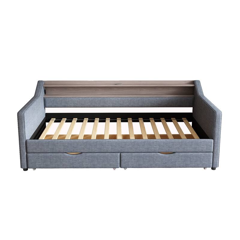 Christopher Knight Home - Mason Modern Twin Daybed with Shelves, Charging Ports, and LED Lighting