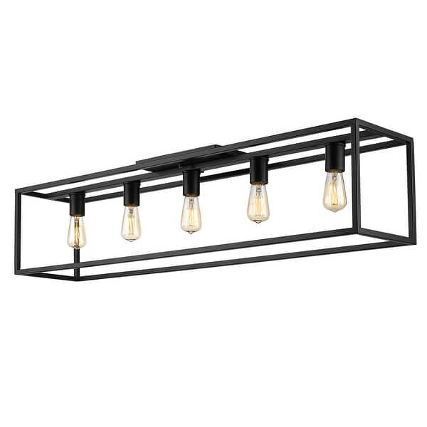 slide 2 of 6, Golden Lighting 2072-FM41 Wesson 5 Light 41" Wide Flush Mount Linear Matte Black
