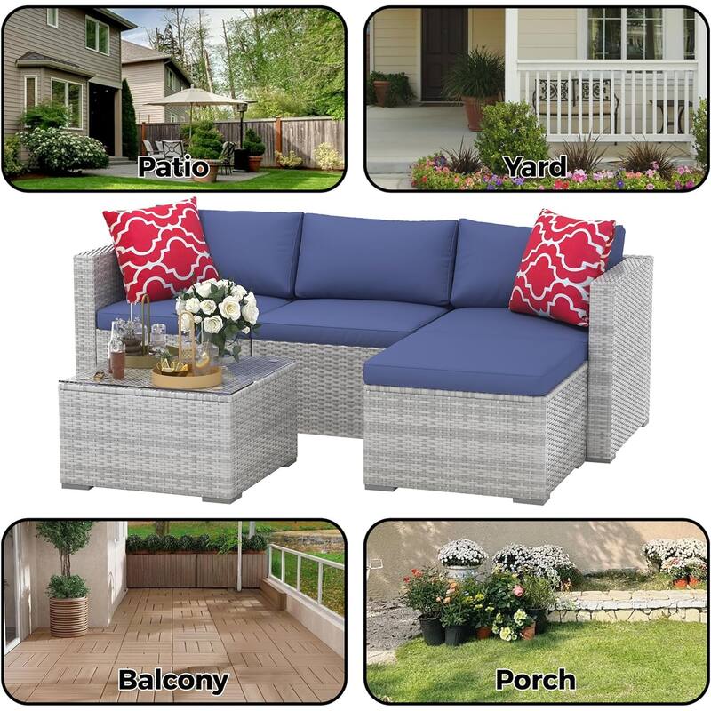 5-Piece Patio Conversation Set with Coffee Table for Garden