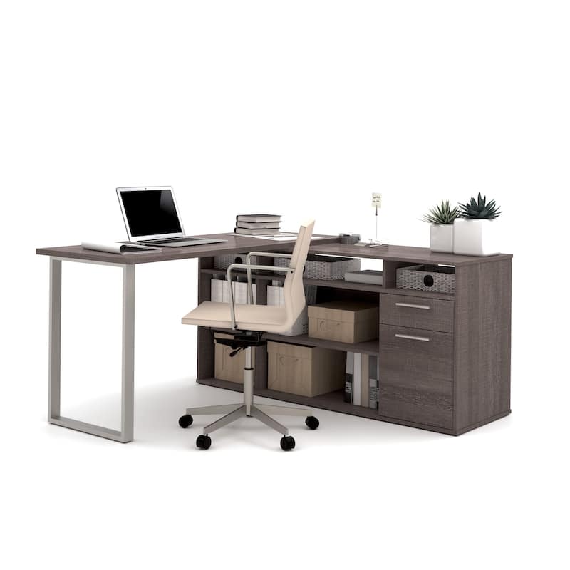 Bestar Solay L-Shaped Desk - Bark Grey