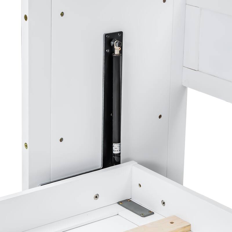 Twin XL Murphy Bed with Desk, LED Light, and USB Charging Station in White