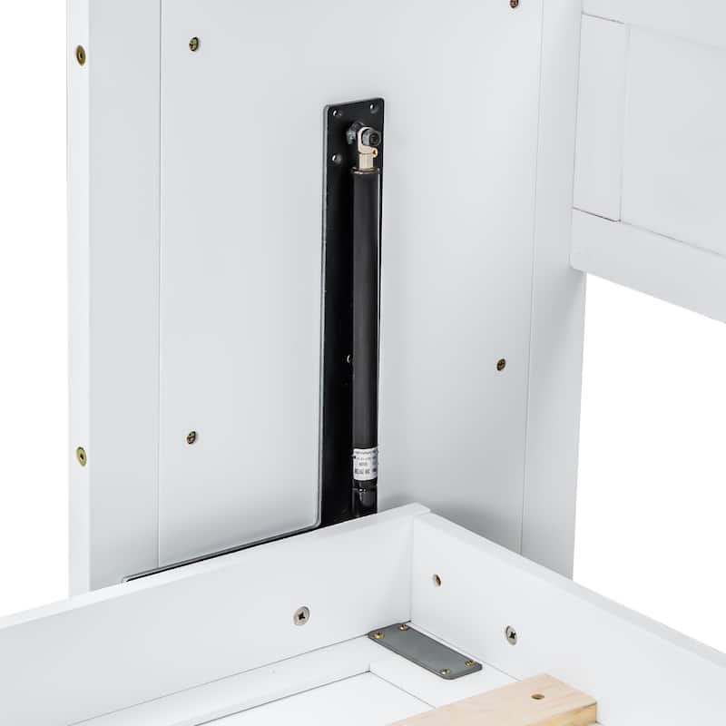 Twin XL Size Murphy Bed with Desk,LED Light