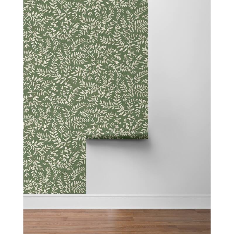 Daisy Bennett Designs Vining Leaf Trail Premium Matte Non-Woven Peel and Stick Wallpaper