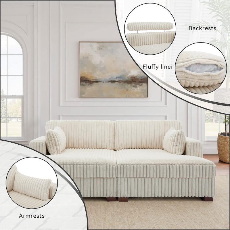 UIXE Modern Oversized Modular Sectional Sofa Couch - 83" W x 64.9" D x 34.5"H
