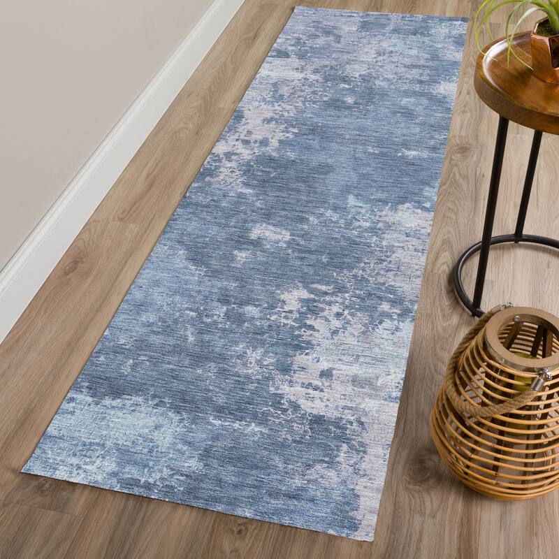 Machine Washable Indoor/ Outdoor Chic Modern Chantille Rug